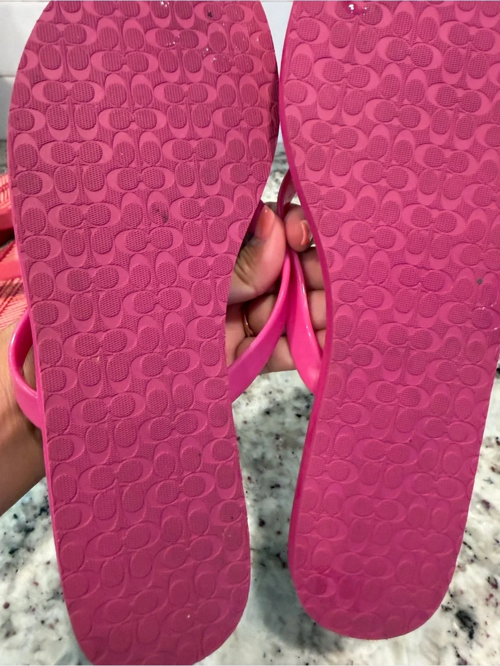Coach Women's Flip Flops - Black, Pink, Red, Gray Floral and Logo Prints